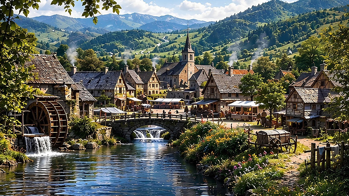 Morgenthal, a river valley village built around watermills and a stone bridge
